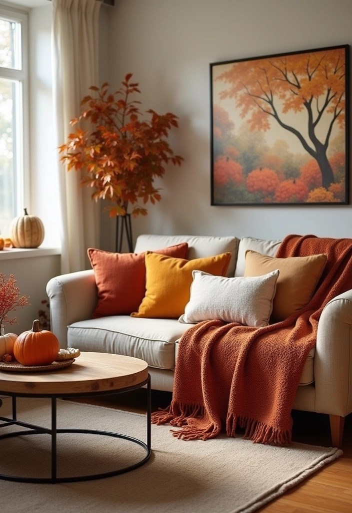 25 Cozy Living Room Ideas That'll Make You Want to Snuggle Up Right Now! - 15. Seasonal Decor