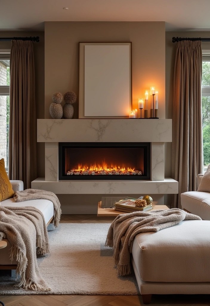25 Cozy Living Room Ideas That'll Make You Want to Snuggle Up Right Now! - 8. Statement Fireplaces
